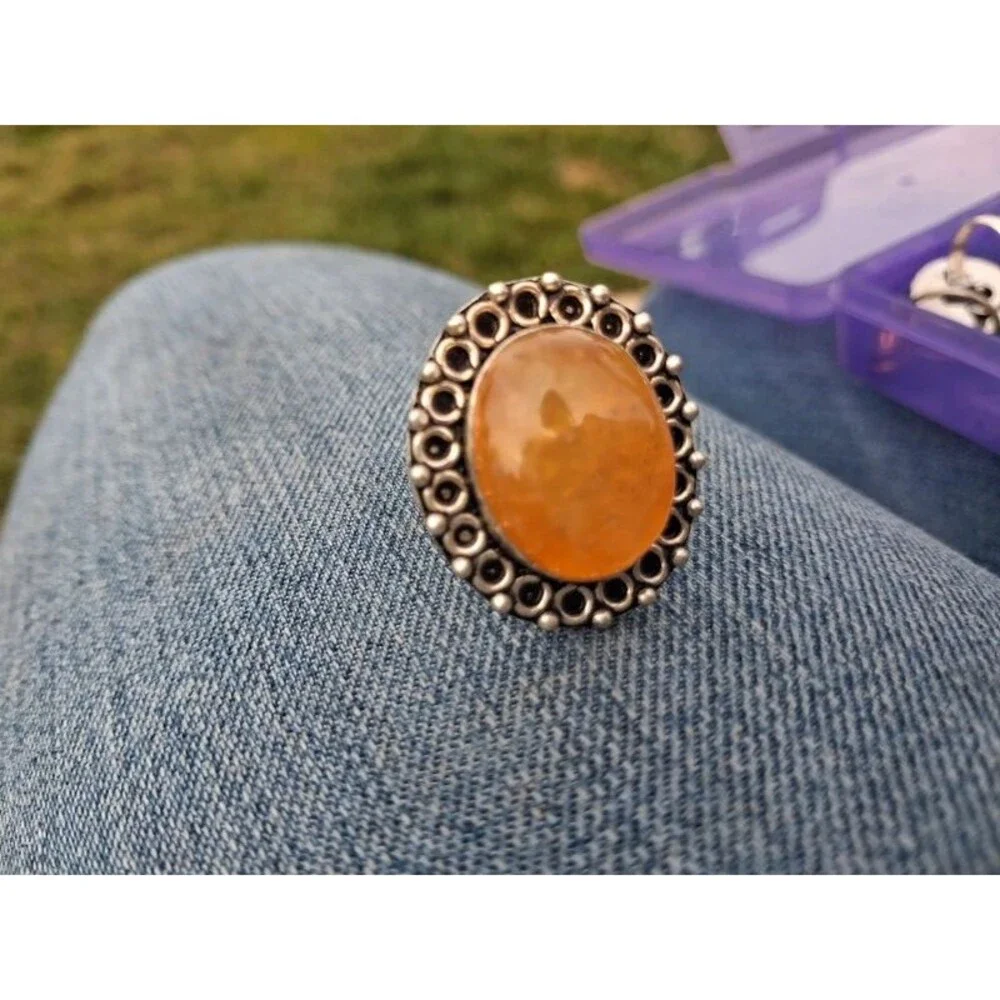 Agate or carnelian boho ring
